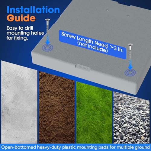 Image of Mini Split Pad for Condenser: Ground Base for Air Conditioner Outdoor Condenser Units, Plastic Equipment Pad for Ductless Minisplit Heat Pump Systems HAVC, Gray, 24'' x 24'' x 3''