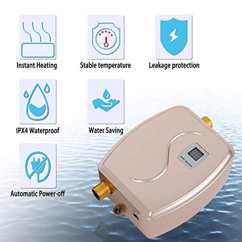 Water Heater, Tankless Electric Water Heater Portable Wall Mount Instant Heating Hot Water With