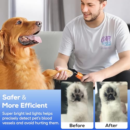 Pfotentrimmer für Hunde,USB Wiederaufladbar Hundeschermaschine Leise Hundepfoten Trimmer Pro Hundetrimmer mit Led-Licht Trimmer Hundepfoten für Hunde