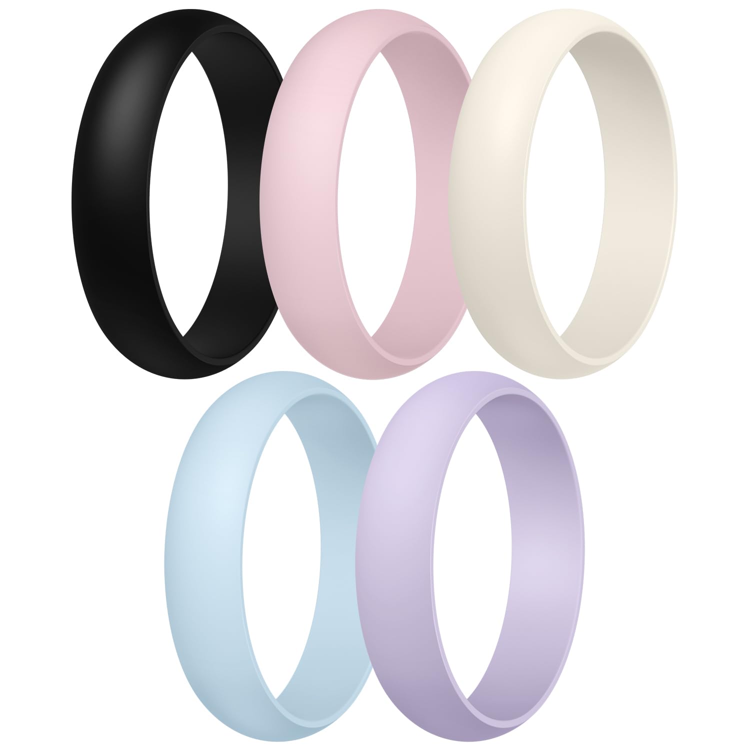 Egnaro Womens Silicone Band Rings 5 5mm Width 3 5mm Thickness Flexible Workout Rubber Wedding Sets Vaiours Sizes