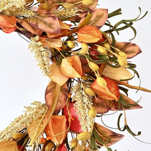 Fall-Wreath-for-Front-Door-24-Primitive-Fall-Decor-with-Berries-Grain-Wheat-Ears-Straw-Autumn-Wreath-Thanksgiving-Wreath-for-Farmhouse-Home-Wall-Festival-Decor Fall Wreath for Front Door 24 Primitive Fall Decor with Berries Grain Wheat Ears Straw Autumn Wreath Thanksgiving Wreath for Farmhouse Home Wall Festival Decor