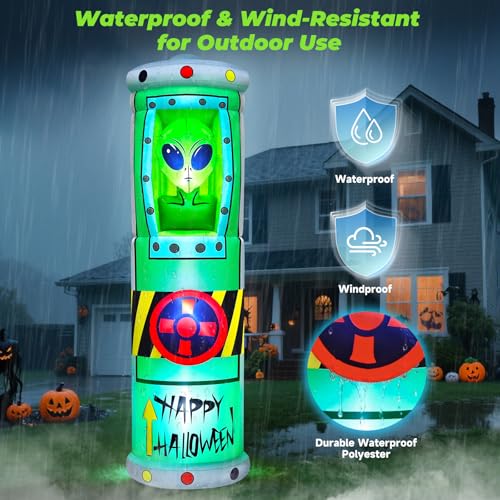 Aufblasbare Halloween-Alien-Raumkapsel mit LEDs, 2,4 m – Bild 6