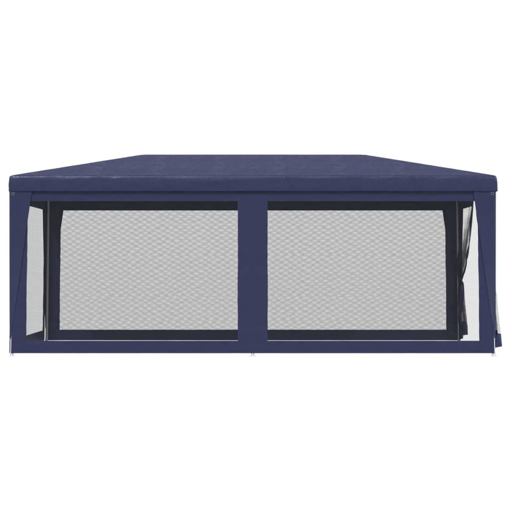 Gazebo per feste, 3 x 6 m, con 6 pareti laterali in rete, blu, in polietilene ad alta densità, impermeabile – robusto telaio in ferro, per eventi all'aperto, con protezione solare e ventilazione