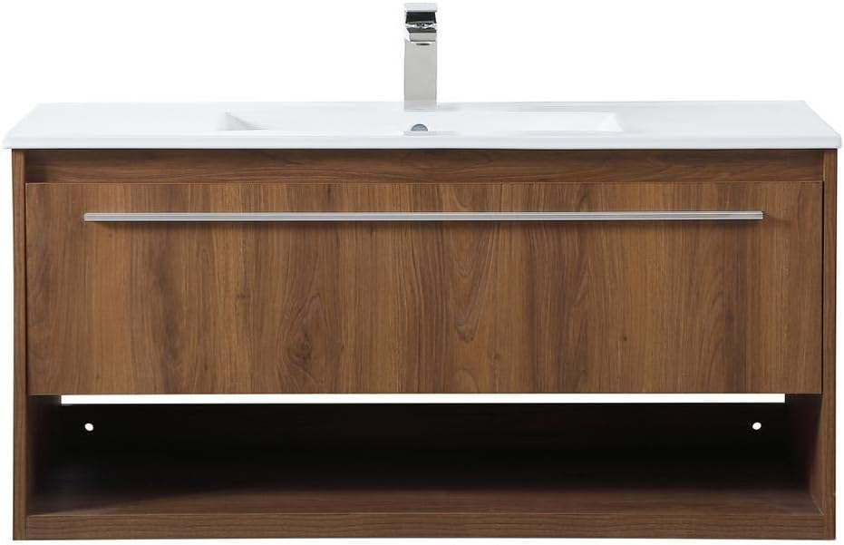 40 Inch Single Bathroom Floating Vanity in Walnut Brown, 714550