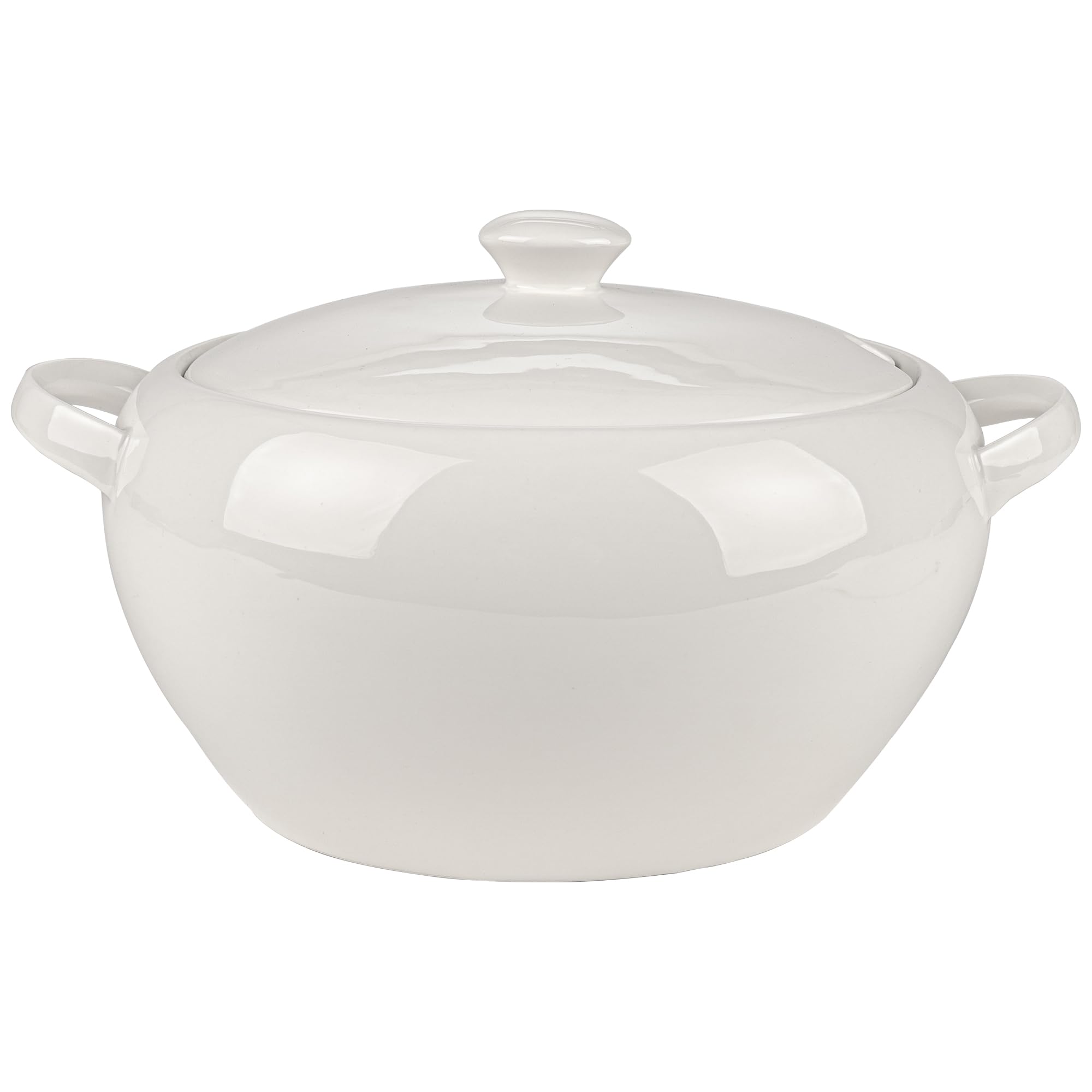 Suppenterrine Porzellan mit Deckel - 3.1L - Weiss Suppenschüssel Groß - Modern Servierschüssel - Soup Terrine - Suppentopf - Suppen Serviertopf - Ideal für Weihnachten - Weißwursttopf