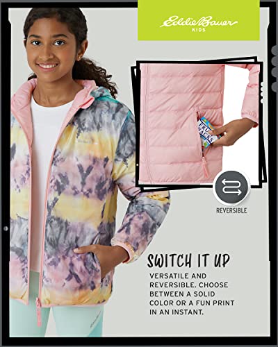 Image of Eddie Bauer Girls' Jacket - CirrusLite Weather Resistant Down Coat for Girls - Insulated Quilted Bubble Puffer (3-20), Size 18-20, Soft Pink - Reversible