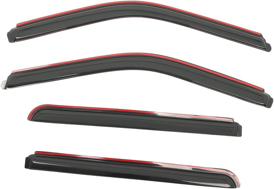 Window Rain Guards, Compatible with 2015-2026 Ford F-150 2017-2026 F250/F350/F450 Superduty Crew Cab, Slim in-Channel Style Smoke/Tinted Acrylic, 4PCS, Side Window Deflectors
