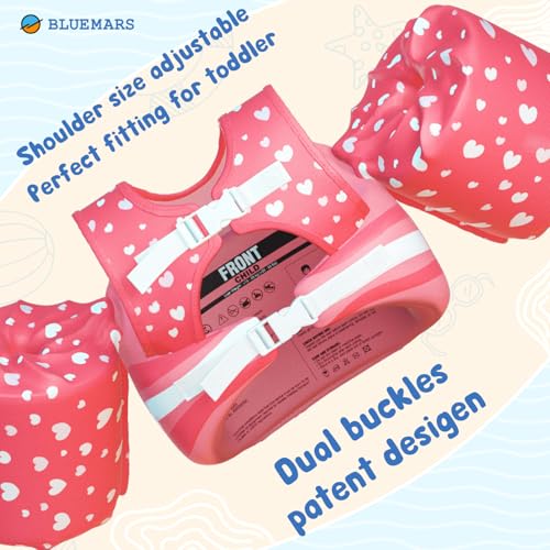 BLUEMARS USCG Approved Toddler Swim Vest 33-55 LBS,Toddler Floaties Life Jacket for 30-50 Pounds, Kids Arm Floaties Water Wings for Children 1,2,3,4,5,6,7 Years Old - Thumbnail 7
