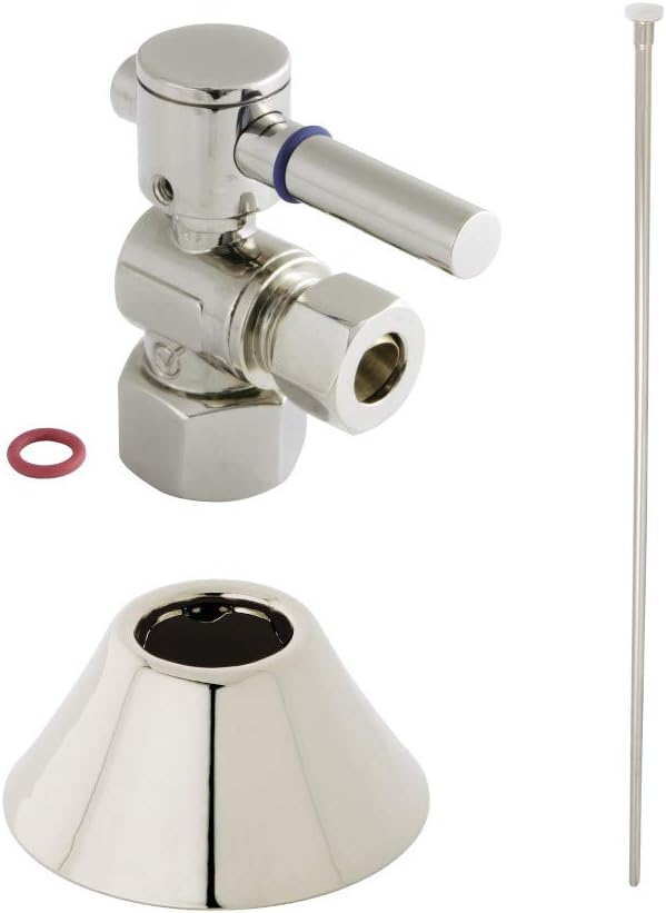 Kingston Brass CC43106DLTKF20 Modern Plumbing Toilet Trim Kit, 1/2" IPS x 3/8" O.D. Comp, Polished Nickel