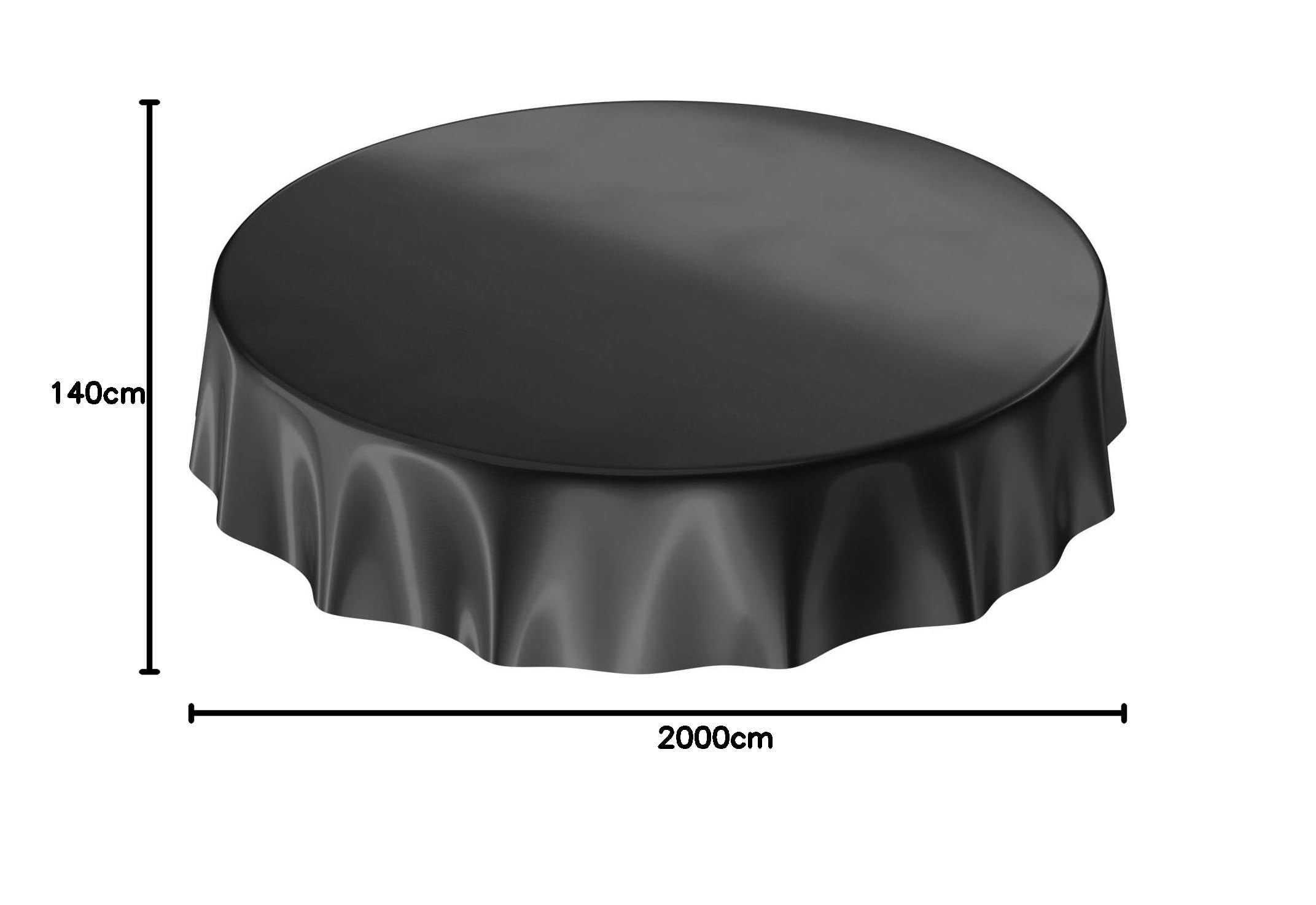 Wachstuchtischdecke Wachstuch abwaschbare Tischdecke Uni Glanz Einfarbig Schwarz Schnittkante 2000 x 140cm