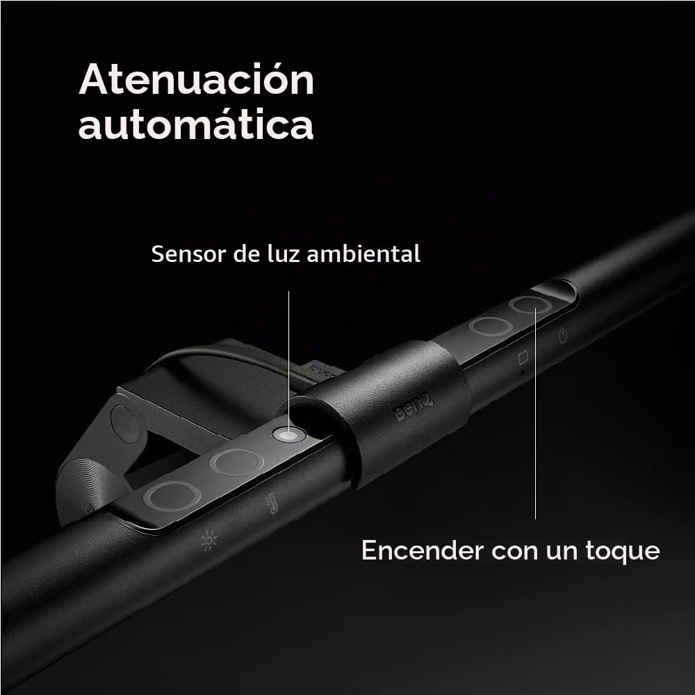 BenQ ScreenBar - Barra de luz LED para monitor con atenuación automática, ajuste de tono continuo y control táctil, lámpara de oficina en casa que ahorra espacio, cuidado de los ojos, sin reflejos de