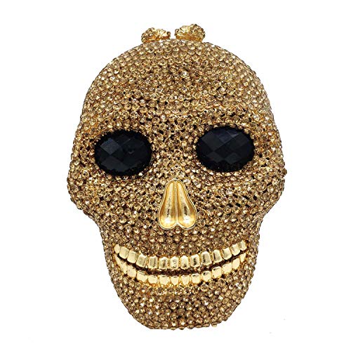 Image of Boutique De FGG Skull Crystal Clutch Purse for Women Formal Rhinestone Clutch Evening Bag Halloween Minaudiere Handbag,Mini