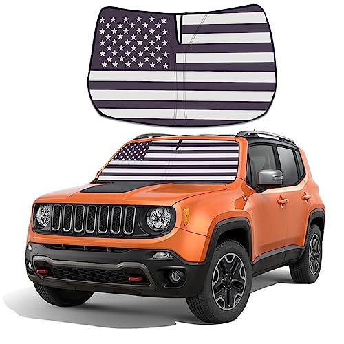 Moricere Upgrade Windshield Sun Shade with USA Flag for Jeep Renegade 2016-2024, Foldable Windshield...