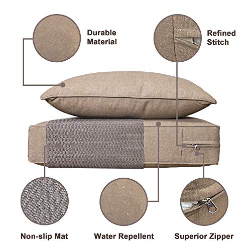Sewker Outdoor/Indoor 24Lx24W Chair Cushion Set, All Weather Spring/Summer Deep Seat Patio Furniture Replacement Cushions Set(Back And Seat) - Tan #TOP3