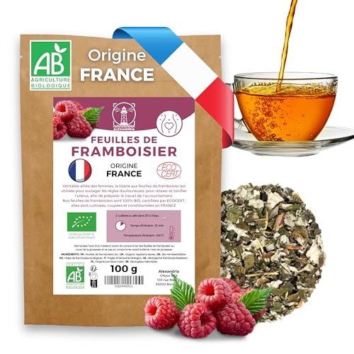 Tisane feuille de framboisier BIO 100g - Origine FRANCE - Infusion fin de grossesse, préparation à l'accouchement. Thé, infusions idéal pour femme enceinte, bien etre