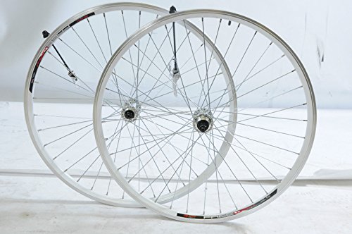 PAIR QUICK RELEASE WHEEL 5, 6, 7 SPEED 130mm OLD MTB BIKE 26 x 1.75 559 DOUBLE WALL RIM ALLOY WHITE Q/R
