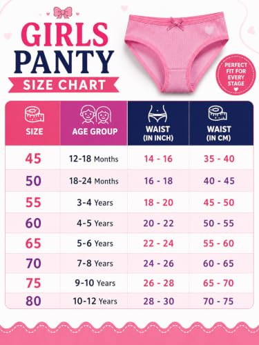 Image of DYCA by Bodycare Girls Cotton Briefs, Soft & Breathable Panties, Pack of 6, Print & Colour May Vary