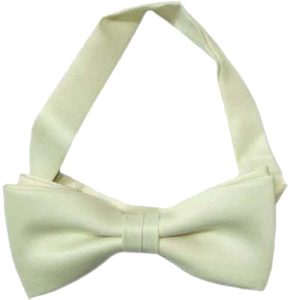 Elegance1234 Off-White New Luxury Pre Tied Adjustable Silky Satin Cream Bow Tie