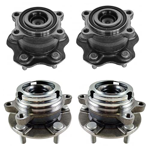 Image of TRQ Front and Rear Wheel Bearing and Hub Assembly Set 4 Piece Compatible with 10-12 Nissan Altima SR 13-18 Altima 09-14 Maxima 16-20, 2021, to 9-30-20 Production Date 13-20 Pathfinder FWD
