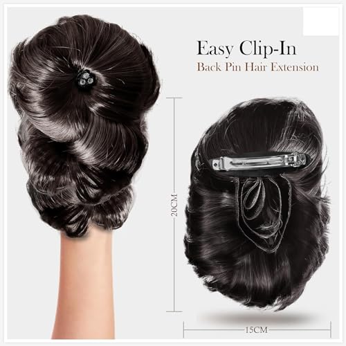 Image of HAIR WALA Flower Style Claw Clip Bun net attached Hair Extension decorative bun for attractive look Synthetic Fake Ponytail Hair extension for Women Girls, Matte Finish(Brown Color) (Brown)