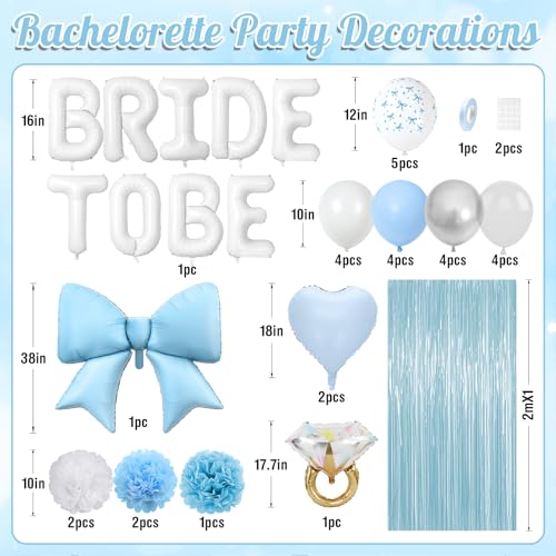 Image of Blue Bachelorette Party Decorations,White Bride To Be Bridal Shower Balloon
