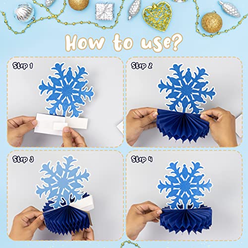 Frozen Winter Wonderland Party Decorations - 12Pcs Blue White Snowflake Honeycomb Table Centerpieces And 600Pcs Snowflake Confetti For Christmas Holiday Winter Birthday Baby Shower Party Supplies #TOP4