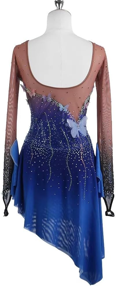 Girls' Handmade Figure Ice Skating Competition Dress Women's Rhythmic Gymnastics Leotards Stereoscopic Flower