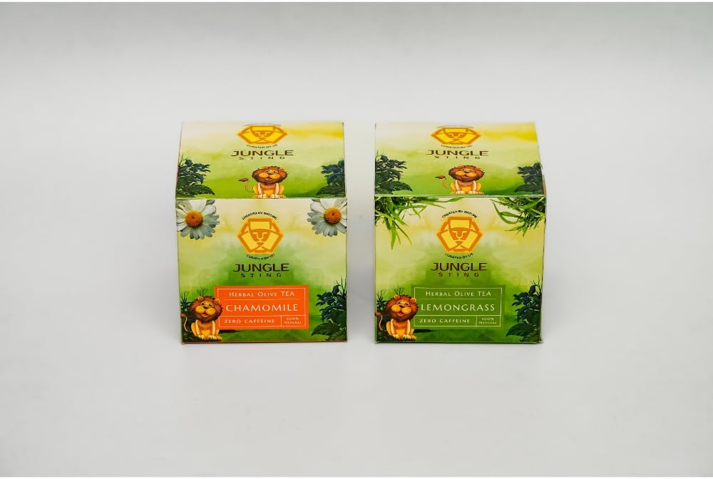 Jungle Sting Natural Herbal Olive Tea Flavored Tea | Iced Tea For Summers | Detox & Stress Relief Tea | Handpicked olive Leaves (Lemongrass & Chamomile).