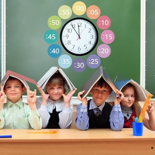 Sereliy Clock Numbers Bulletin Board Kits, Paper Telling Time Teaching Clock for Kids Labels, Learning to Tell Time Cutouts for Elementary Math Classroom Must Haves (Colorful)