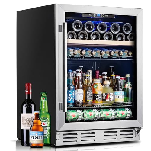 Kalamera Mini Fridge Beverage and Wine Cooler Built-in or Freestanding – 118 Cans & 16 Bottles Capacity Wine Refrigerator Cooler