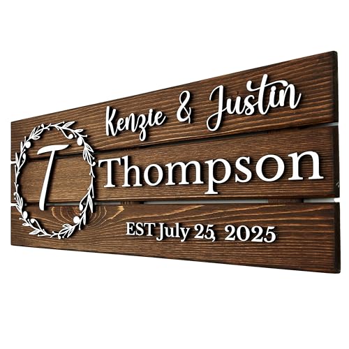 Personalized Wooden Monogram Family Sign with Couples Names, Custom Name