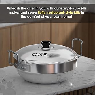 QSEC Stainless Steel Idli dhokla steamer | 7 plates | Idli maker stainless steel steamer with Copper Bottom All-in-One Big Size dhokla cooker | 5 Plates | 2 Idli | 2 Dhokla | 1 Patra | Momo steamer | 4 in 1 | Idli maker steamer - 285MM 100% Non toxin material