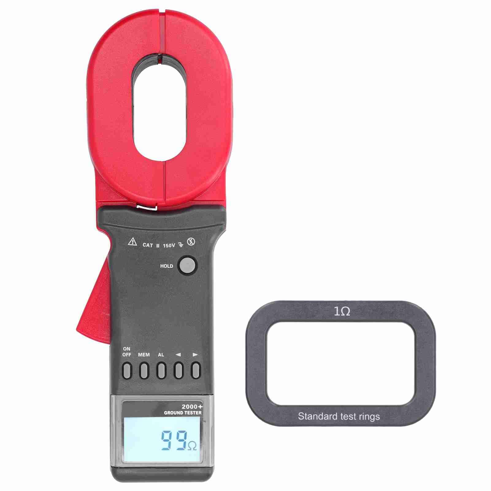 FTVOGUE Probador de Abrazadera, Medidor Digital de Resistencia a Tierra, 0,01 a 1200 Ohmios, Fácil de Usar para Electricistas y Técnicos