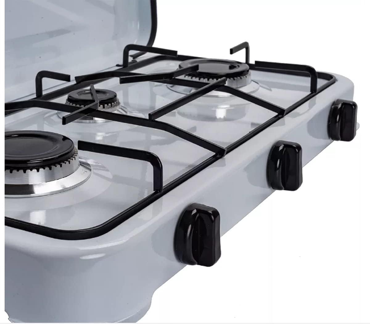 SMH LINE® Réchaud à gaz Réchaud de camping 3 feux avec tuyau et régulateur 50 mbar Gaz Propane 5,4 KW Plaque de cuisson Camping Bouteille de gaz Cuisinière de plein air Cuisinière de table XL