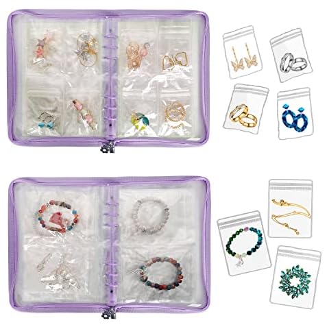 LingLingo Travel Jewelry Case Earring Organizer Holder Zipper Bags Transparent Jewelry Storage Book for Women Girls Cover