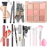 YBUETE Makeup Set Kit for Women Girls Teens, Makeup Present Set, Includes 9 Color Eyeshadow, Counter Stick, Foundation, Eyebrow Pencil, Eyeliner, Mascara, Lip Gloss, 5Pcs Brushes, Sponge