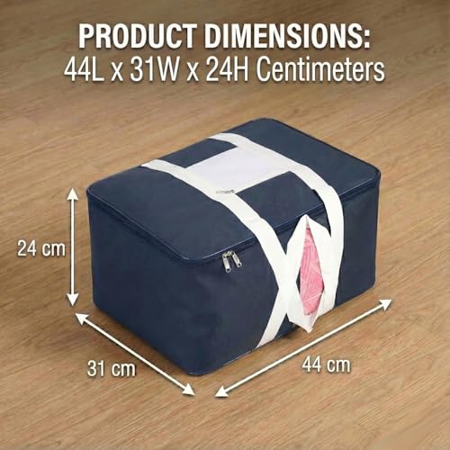 Image of EASY HOME 33L Closet Storage Bags for Clothes Large| Premium Wardrobe Bag with Zip Closure | Moisture Proof Nylon Garment Cover for Sarees, Heavy Quilts & Blankets