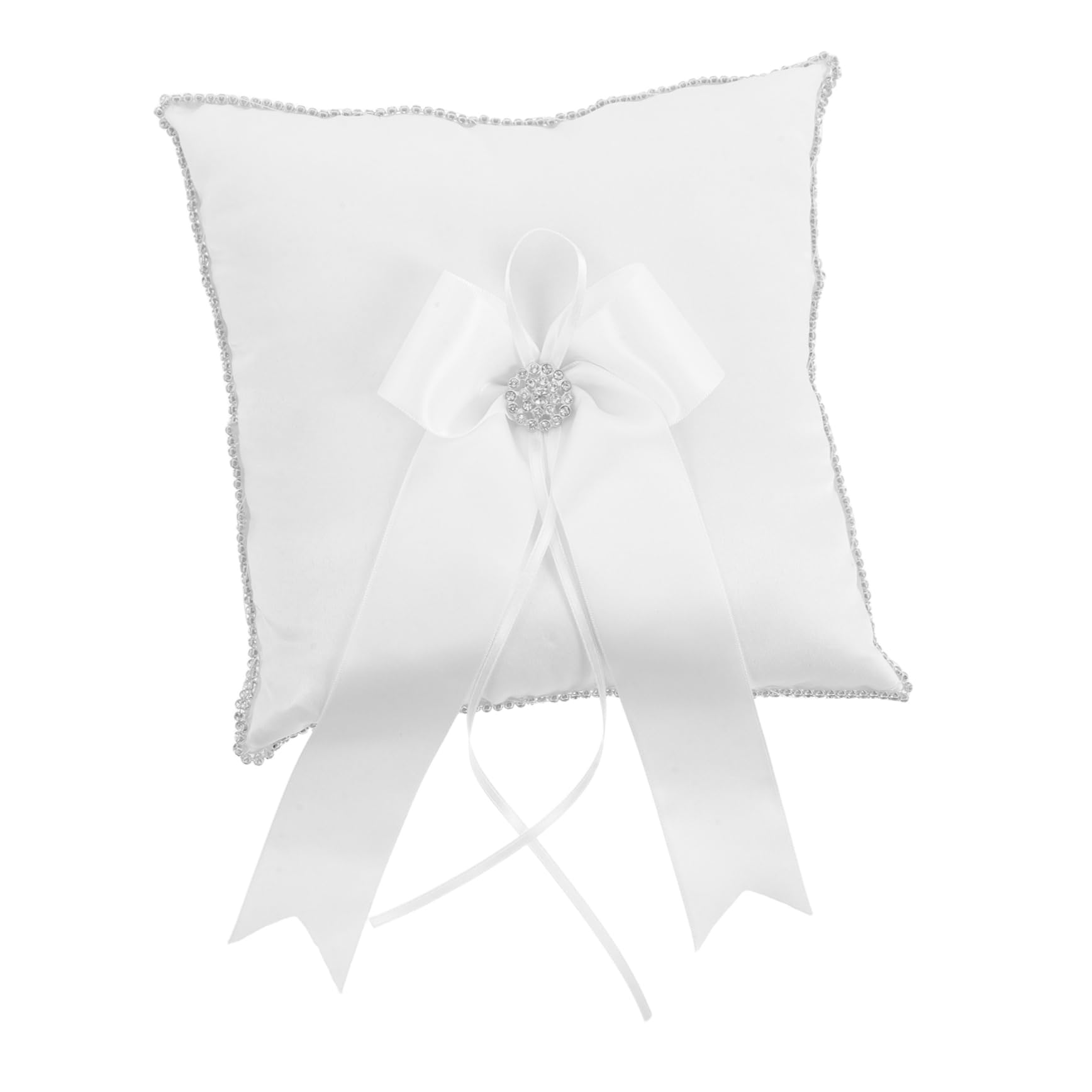 BESPORTBLE Square Wedding Ring Pillow with Rhinestone Accents Secure Ring Holder Cushion for Bride for Ceremony and Engagement Elegant Floral Decor for Flower Girl