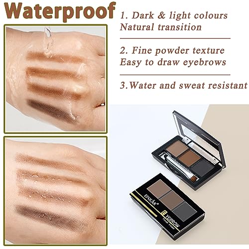 Eyebrow Palette - Three-Color Eyebrow Kit - Waterproof, Long Lasting - Naturally-Looking Brows All Day, dark brown, 1 g (Pack of 1) - Image 4