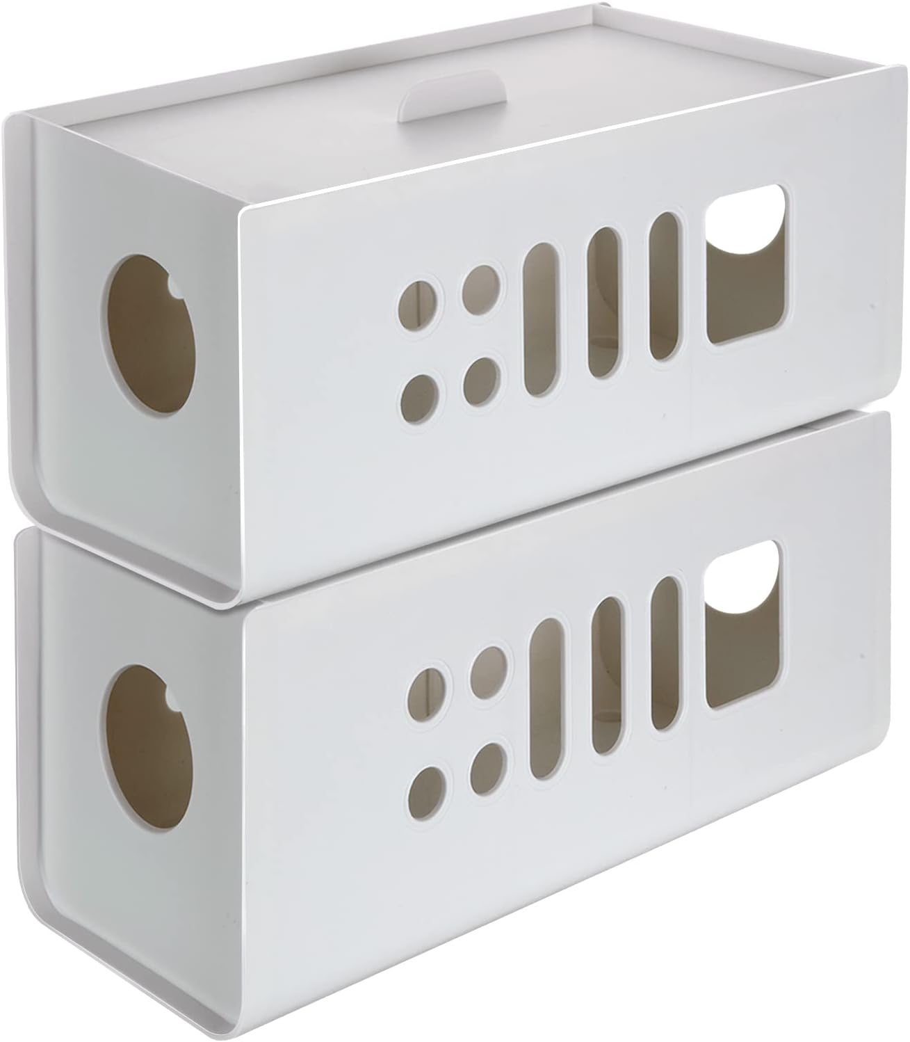 ASelected 2Pack Cable Tidy Box, Cables Organised Box, Cable Management Box,Hide and Conceal Power Strips and Electrical Cables, Cables Wire Management 12.6" x 5.1’x5.1 - White