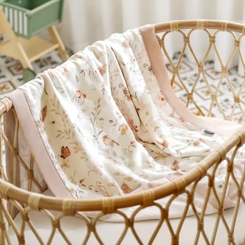 Image of GRSSDER Muslin Cotton Quilt Blanket - Silky Soft and Breathable Baby Blanket Quilt, Oversized Muslin Blankets for Newborns, Toddlers & Kids, 6 Layers Reversible Design for All Seasons, 40 inch x 50 inch