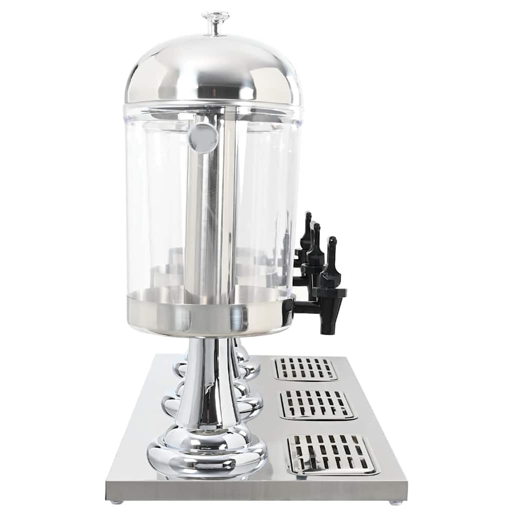 Mangloder - Dispenser di bevande a 3 scomparti in acciaio inox, 3 x 8 litri, dispenser per acqua, succo con rubinetto, vaschetta raccogligocce e cilindro per cubetti di ghiaccio, per bar, buffet