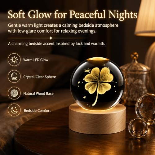 Veilleuse Boule Cristal 3D Trèfle LED USB TaimeiMao