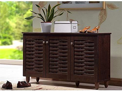 Baxton Studio Wholesale Interiors Winda Modern and Contemporary 3-Door Dark Brown Wooden Entryway Shoes Storage Cabinet