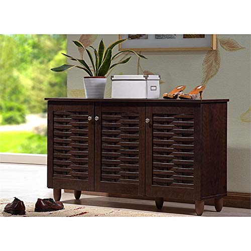 Baxton Studio Wholesale Interiors Winda Modern And Contemporary 3-Door Dark Brown Wooden Entryway Shoes Storage Cabinet #TOP1