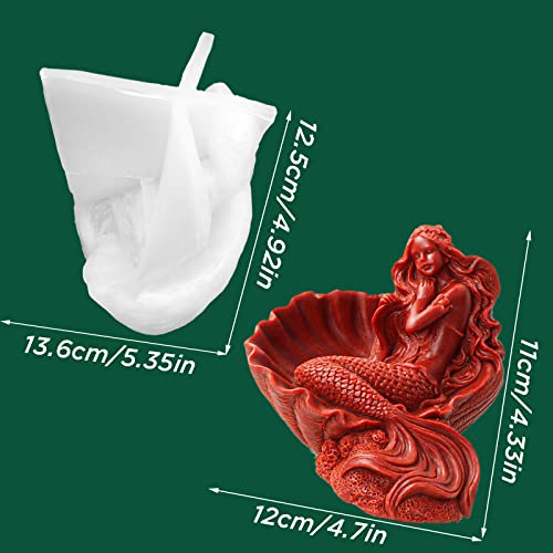 Lsleva 3D Mermaid Seashell Shape Silicone Candle Molds, Sexy Woman Body Candle Mold For Candle Making Resin Soap Casting, Marine Theme Molds For Gift Craft Supplies Home Decor, 5.35" #TOP1