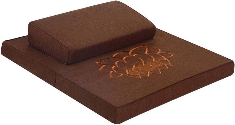 BRAGUE Meditation Cushion Folding Coconut Silk Meditation Meditation Cushion Thickened Yoga Cushion Pillow Cushion Kneeling Buddha Futon Meditation Accessories(Brown,60 * 60cm)