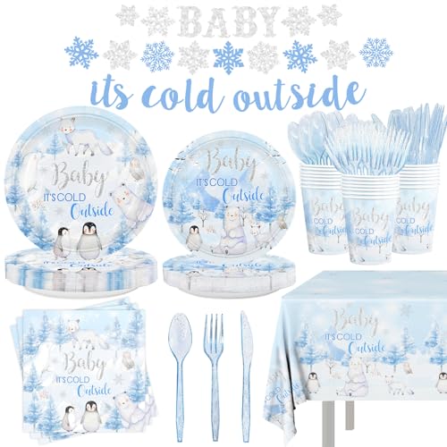 170pcs Winter Woodland Baby Shower Decorations Baby It's Cold Out...