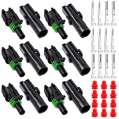 Glarks 36Pcs 6 Kit 1 Pin Way Waterproof Automotive Electrical Wire Connectors Terminals Plugs Kit, 1 Male & Female Pin Terminal Automotive Harness Plug Car Spark Plug Connector Set for Car Truck Boat