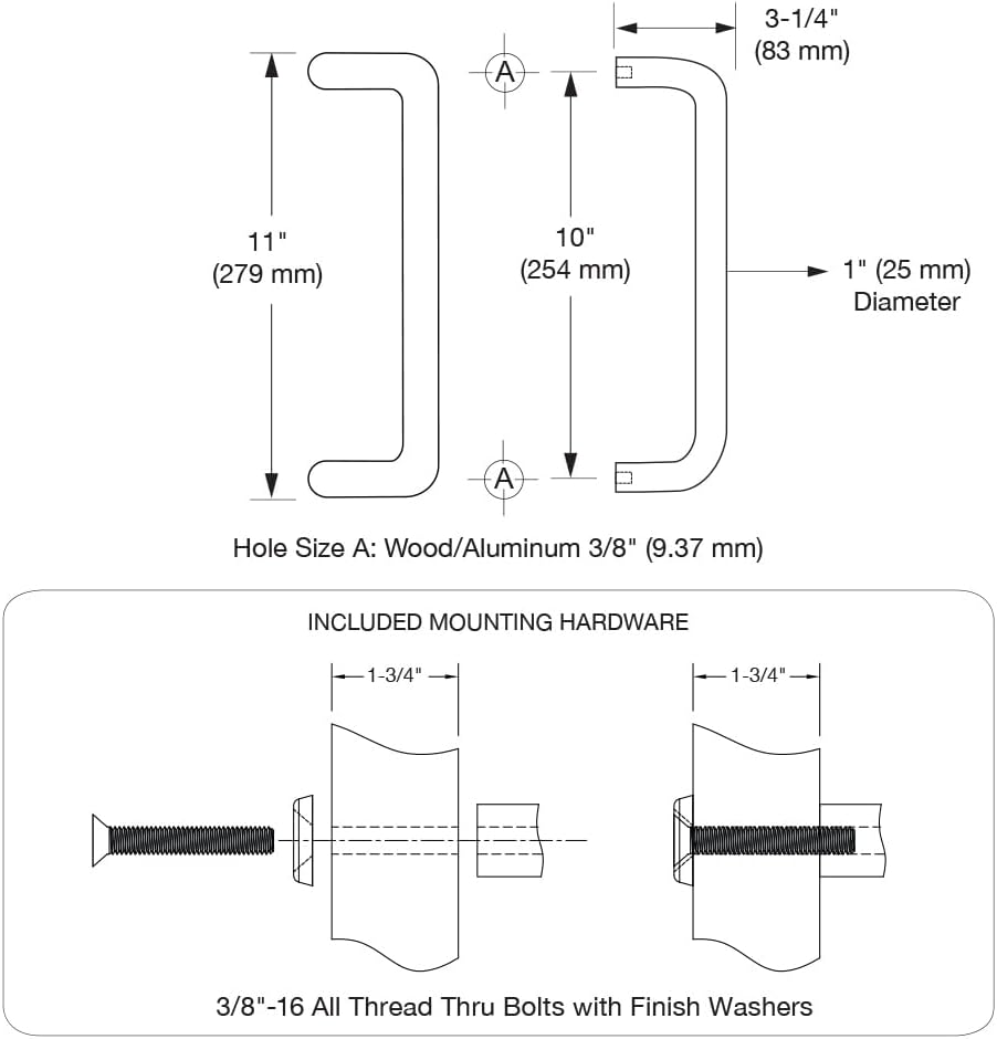 CRL 10" Oil Rubbed Bronze Solid Offset Pull Handles by CR Laurence